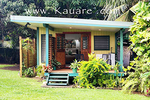 close up view of the bungalow accommodation amongst lush vegetation